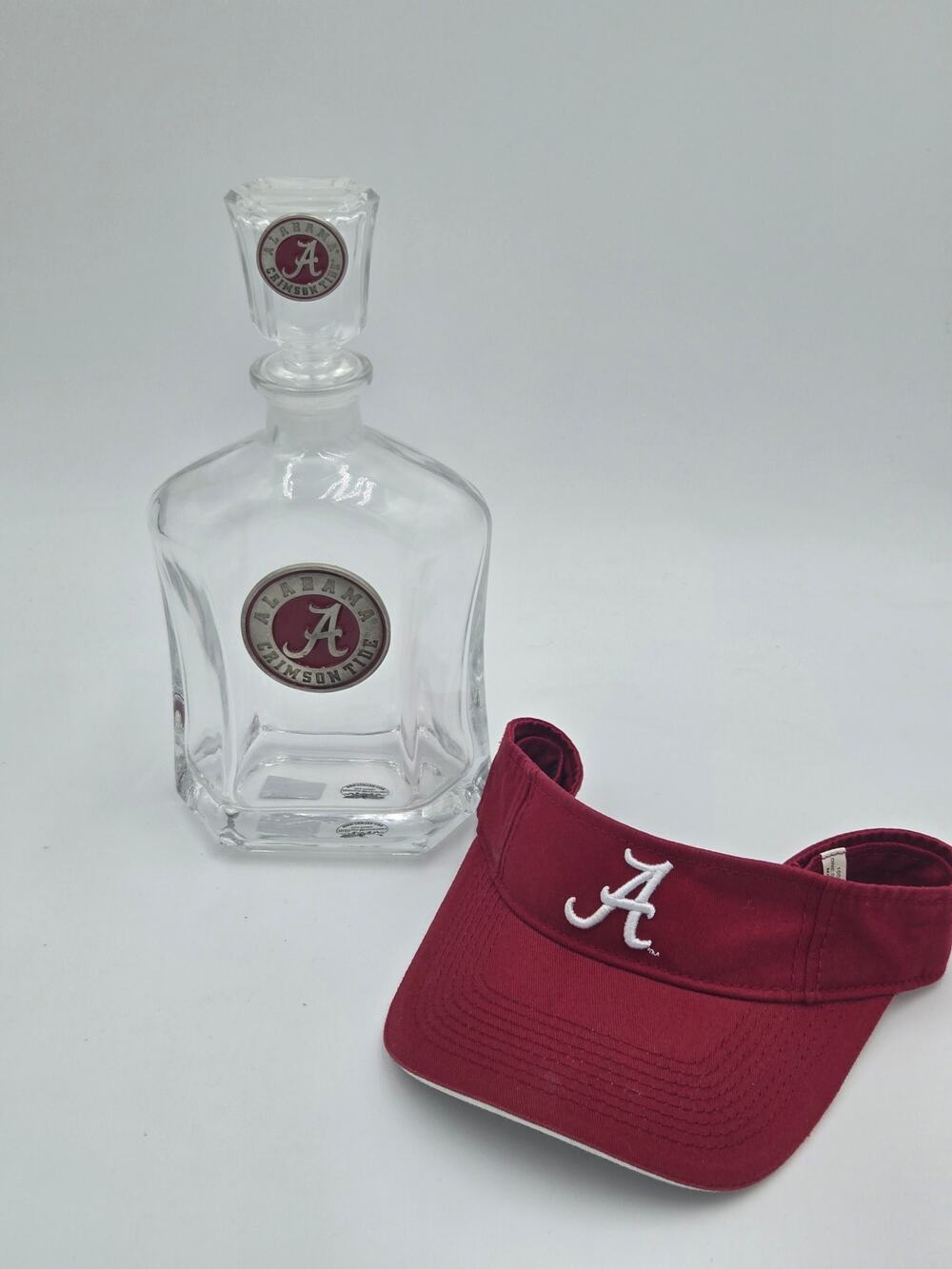 Heritage Pewter Alabama Capitol Decanter + The Game Crimson Tide Visor